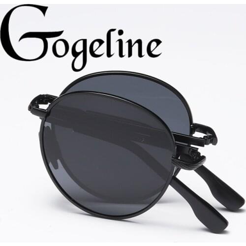 Folding Polarized Round Sunglasses for women men Mirror UV400 lens Alloy Metal Frame Fashion Rectangular Classic Sunglasses