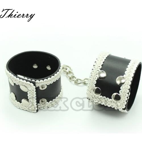 Thierry Sex Product Hand Cuffs Slave Fetish Bondage Restraints Wrist cuff Handcuffs Adult Games Leather Sex Toys for Couples