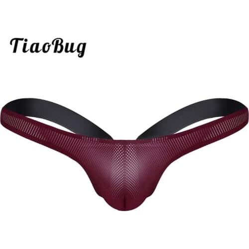 HotSale TiaoBug Mens Mesh See Through Stretchy Open Back Jockstrap Bikini G-string Thong Underwear For Men #M-XXL