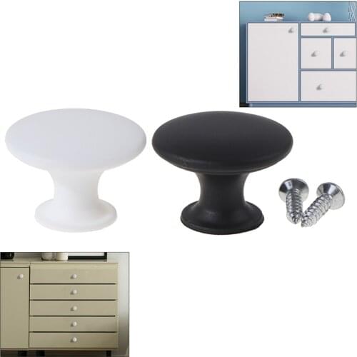 Single Handle Pull Knob Cabinet Drawer Handle Screw Plastic Basic Round Drawer