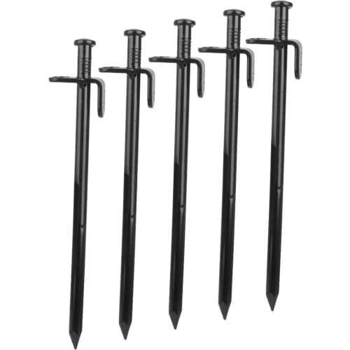 High Strength Steel Awning Tent Stakes Pegs for Outdoor Camping Trip 5Pcs