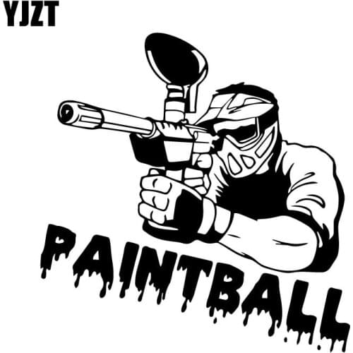 YJZT 14.5CM*14.8CM Paintball Player Silhouette Sport Decorate Body Of Car Car Sticker Vinyl Decal Black/Silver C31-0556