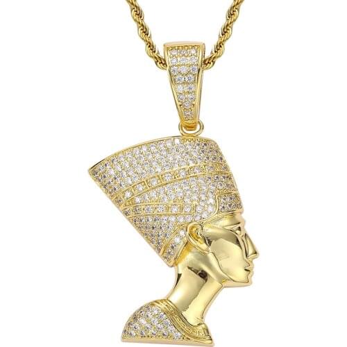 Jewelry Retro Egyptian Head Hiphop Pendant with Zircon Personality Hip Hop Accessories