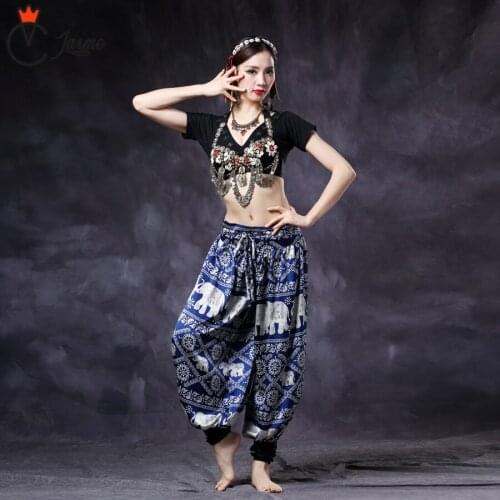 Women ATS Tribal Belly Dance Clothes Harem Trousers Pants Costume Choli Tops and Pants Gypsy Dance Coin Bra Bloomers