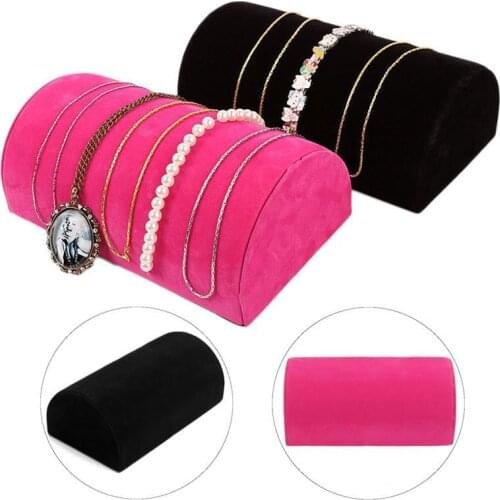 1pc Quality Velvet Wooden Stand Holder Shelf Showcase Jewelry Display Rack Base Bracelet Chain Pendant Necklace Storage Pillow