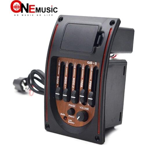 10pcs Plastic 5-Band Tone Controls EQ Equalizer Tuner Piezo Pickup Acoustic Guitar Pre-wired Preamp Guitar Parts Accessories