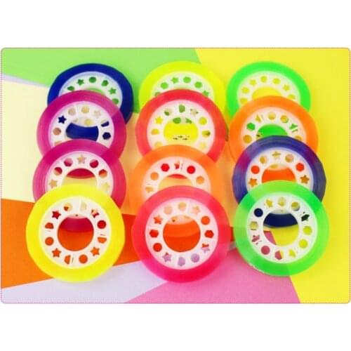 CPDD 12 Pcs Clear Colorful Transparent Adhesive Tape Rainbow Colored Tape Refills for Dispenser for Art Labeling DIY Durable