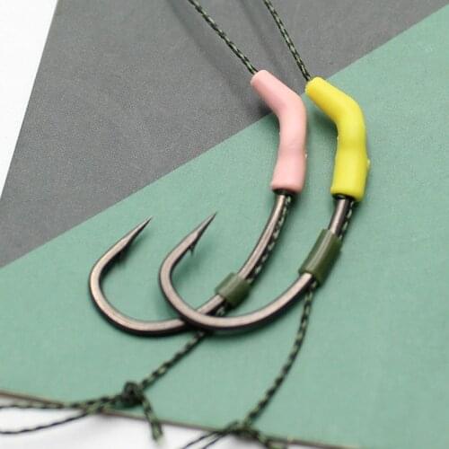 15pcs Carp Fishing Accessories Terminal Tackle Anti Tangle Sleeves Connect with Fishing Hooks Sleeve Carp Fishing Rubber Tube