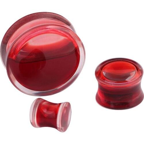 2PCS Red Liquid Blood Acrylic Double Flared Saddle Ear Gauges Ear Plug Earrings Gauges Body Piercing Plug Ears Stretcher