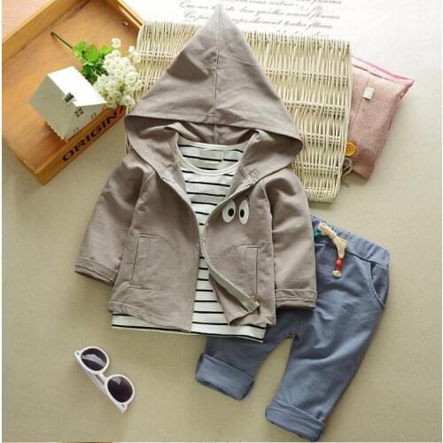2017 Autumn kids clothes boys long sleeve big eyes hoodies+T-shirt+pant set 3 pieces children clothes suit