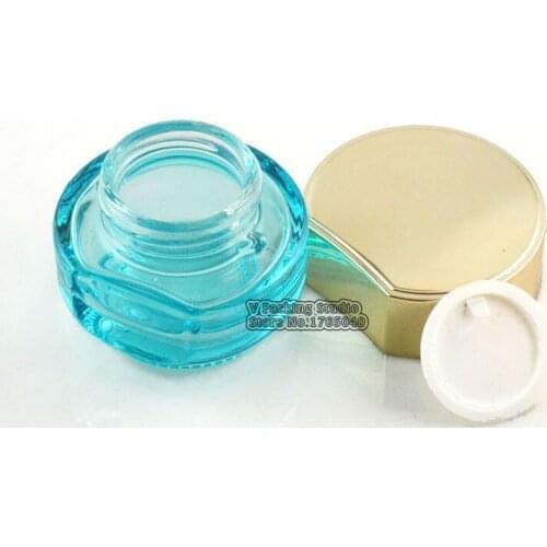 30ml 50g Light Blue Transparent Clear empty cosmetic cream jar bottle cream cap/Sub bottle/cosmetics Bottle glass 50pcs/lot