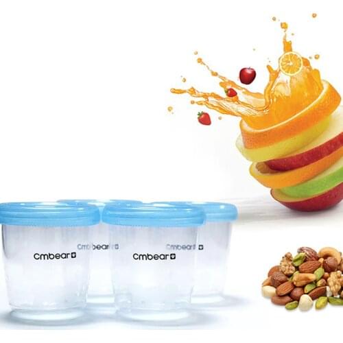 4pcs/set 180ml Breast Milk Storage Cup Baby Food Fruit Juice Storage Bowl Feeding Candy Container