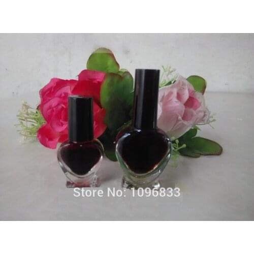 50pcs/Lot, 10ML Heart Shape Nail Enamel Bottles, 10G Empty Vial with Brush, Nail oil Polish Glass Bottles, Manicure Oil Bottle