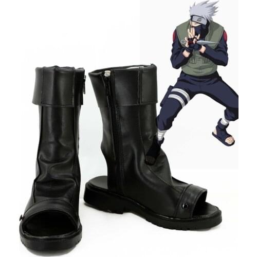 Anime Naruto Hatake Kakashi Cosplay Party black Shoes Boots for men women EU/European Size