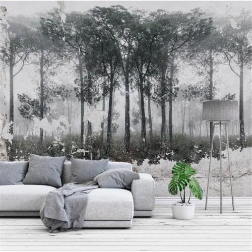 Milofi custom large wallpaper mural Nordic forest flying birds retro nostalgic wall TV background wall wallpaper