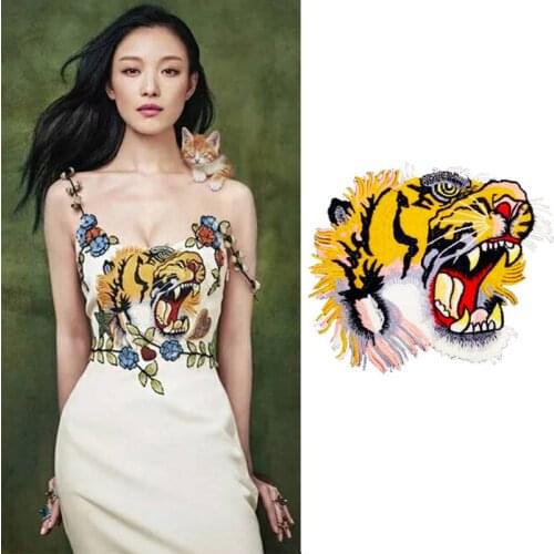 Big Tiger Patches For Clothing 3D Embroidered Sew Patches DIY Tiger parches Embroidery Applique Animals