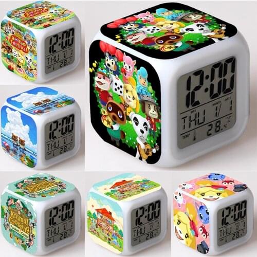 Game Animal Crossing Clock Alarm Isabelle Tom Nook LED Figurines Colorful Light Figures Toys for Children Toddler Gift