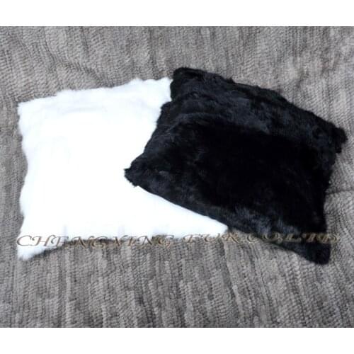 FREE SHIPPING CX-D-17 40*40cm Patchwork Cheapest Fashion Design Genuine Rabbit Fur Cushion Cover Cushion Case