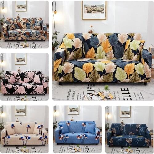Flower Printed Elastic Sofa Covers for Living Room Sectional Corner Furniture Slipcover Couch Cover 1/2/3/4 Seater