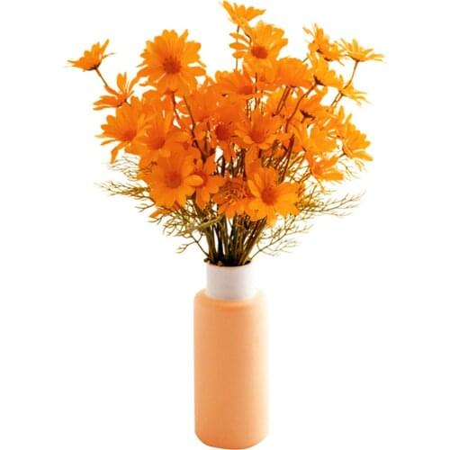 6Pcs Daisy Artificial Flowers Long Branch Bouquet For Home Wedding Garden Decoration DIY Bridal Silk Fake Daisy Flower Supplies