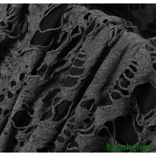 Personality ragged literary hollow jacquard texture creative fashion knitted fabric / half a meter price
