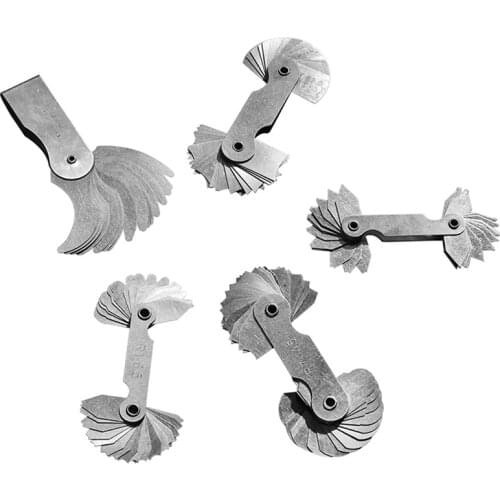 HLZS-Stainless Steel Radius Gauge, Portable Concave Convex External Internal Arc Measuring Tool Radius Fillet Gauge Set(5Pcs)