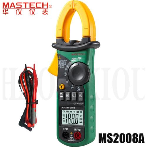 Mastech MS2008A Digital AC Clamp Meter 600A Amper Clamp Multimeter Backlight Data Hold Diode Continuity test