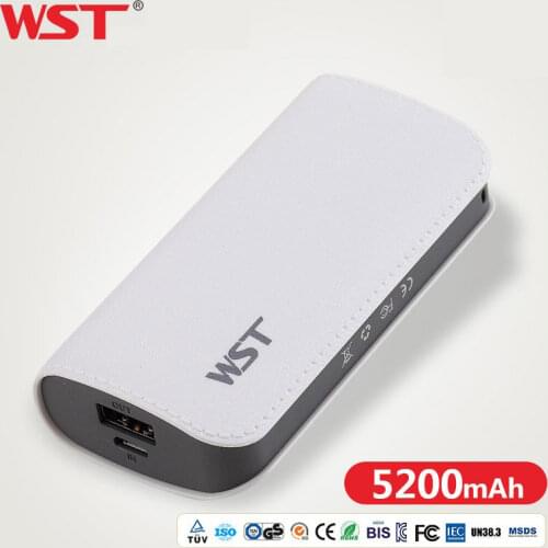WST Cute Power Bank 5200 mAh For Xiaomi Mi 2 USB Small Pover Bank Mini Portable External Battery PoverBank For Mobile Phone