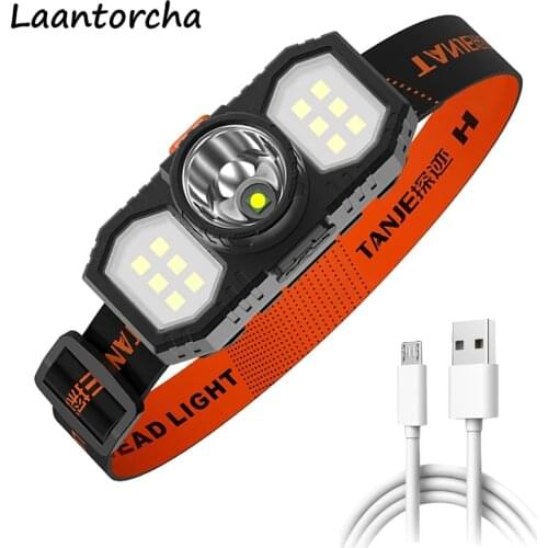 MINI Headlamp USB Rechargeable Portable Powerful Headlamps XPE+COB LED Head lamp Outdoor Camping headlight flashlight torch