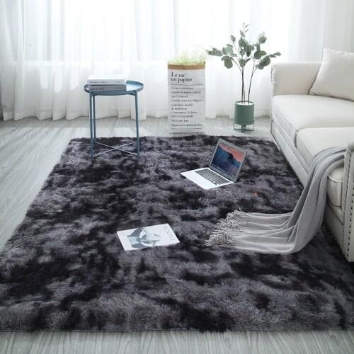 European long hair fashion bedroom carpet bay window bedside mat washable personality carpet Gradient color living room rug