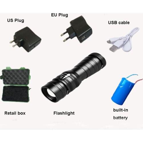 High power USB cable Charger T6 LED Torch Zoomable Hunting Flashlight Torch Light Lamp Lighting For cycling Hunting Travel