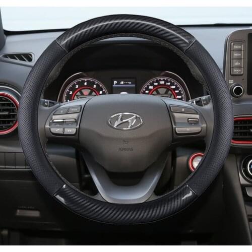 Genuine leather Car Steering Wheel Cover for hyundai solaris veloster ix35 kona accent i40 santa fe ioniq getz Auto Accessories