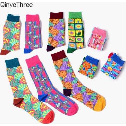 New Tide Mens Happy Socks Funny Poppy psychedelic illustration series sokken Color pop art style Couples Hip Hop Punk sox