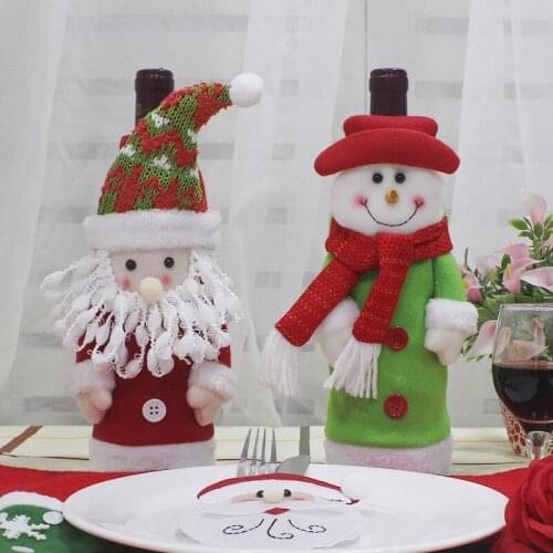 New Santa Claus wine bottle case decorated with Santa Claus wine bottle bag placemat for dining table christmas placemat