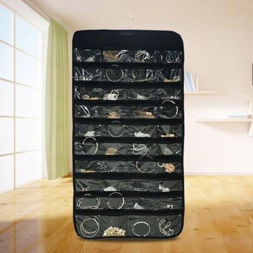 80 Pockets Hanging Jewelry Storage Bag Double sided Wardrobe Closet Organizer Earring Ring Display Holder Keys Sundries Pouch