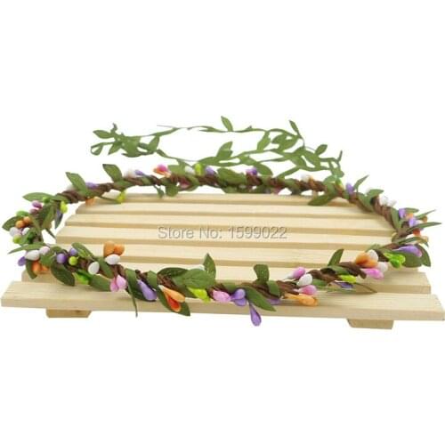 Colorful Berry Bacca Rattan Headband Green Leaf Crown Elegant Women Flower Hair Garland for Festivals Wedding Birthday Gifts