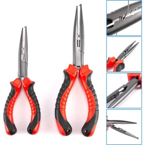 Stainless Steel Fishing Pliers Sea Fishing Scissors Braid Swivel Snap Hook Tools Split Ring &T8