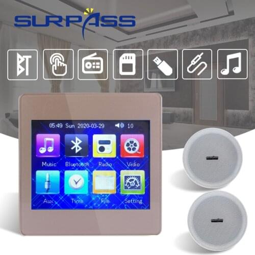Home Theater System Touch Screen Wall Amplifier Bluetooth Fm Audio HiFi Stereo Sound PA Ceiling Speaker 2*15W Background Music