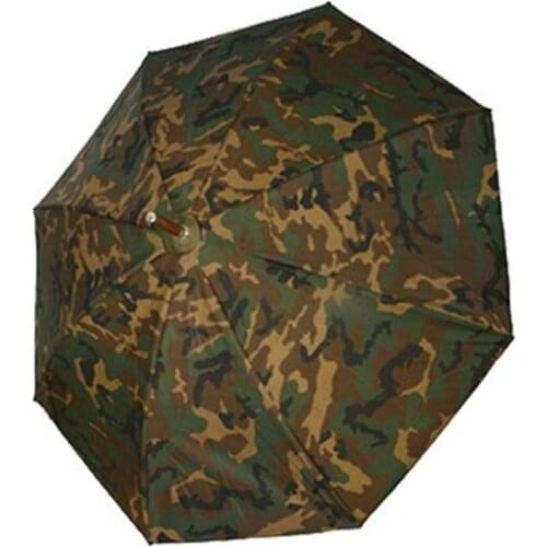 Green camouflage nylon Shepherd dome umbrella with wooden handle rain