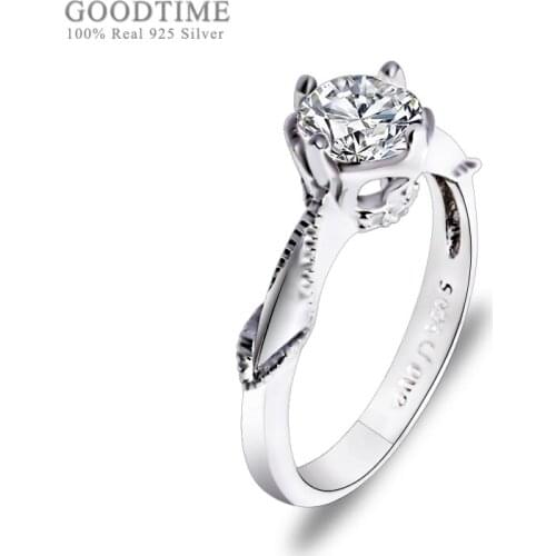 Fashion Women Wedding Rings 100% 925 Sterling Silver Ring Jewelry Accessories Crystal Zircon Rings For Couple Valentines Day