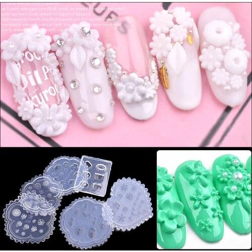 1 Pcs Silicone Nail Mold 3D Flower Daisy Pattern Leaves Carved Mould Design UV Gel DIY Manicure Accessory Nail Art Tools