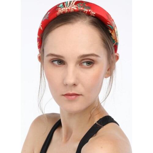2019 Brand ZA Hairbands Hair Jewelry Women Fashion Embroidery Flower Headband Female Full Satin Wide Hair Hoop Headband Ladies