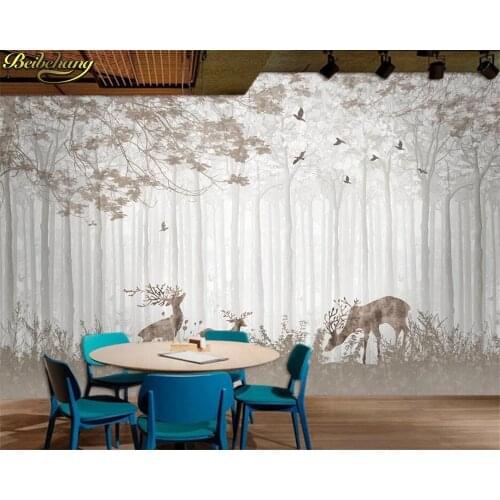 Beibehang Custom 3d wallpaper mural hand painted wood deer background wall papers home decor papel de parede 3d wallpaper