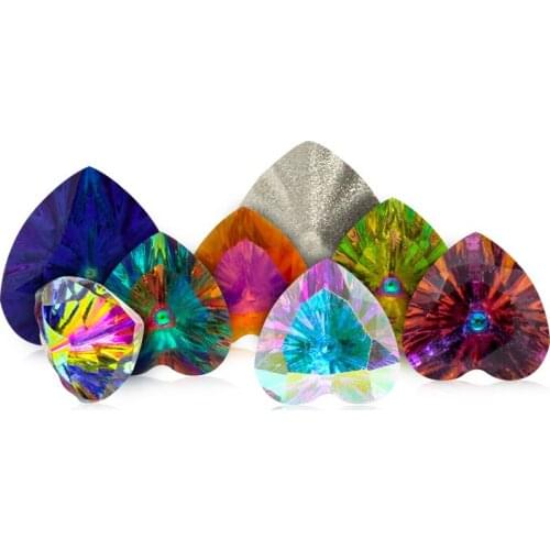 8mm Heart Shape Fancy Stones Rhinestones Pointback Glass Strass Glue On Nails Crystal Rhinestones DIY Jewelry Accessories