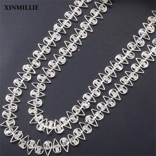 High Quality 2yard/Lot Rhinestone Trim Wedding Decoration Waterdrop Chain Fancy Bracelet Trimming Stone And Crystal Banding New