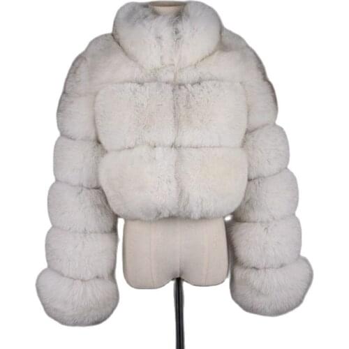 QIUCHEN PJ19099 2020 free shipping new winter thick fur coat real fox fur short jacket high quality fox coat stand collar outfit
