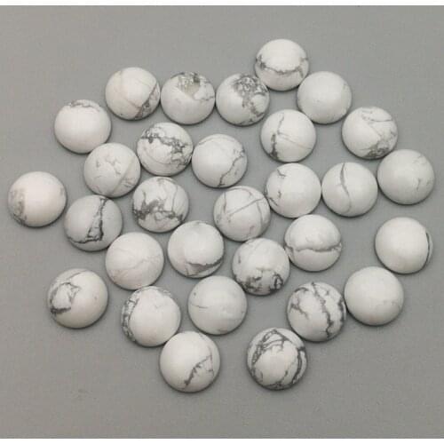 Natural White howlite stone beads charms 8MM round cabochon no hole for jewelry fashion stones 50Pcs/lot Wholesale No hole