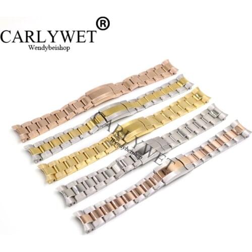 CARLYWET 20mm 316L Stainless Steel Solid Curved End Screw Links Clasp Watch Band Strap Bracelet For GMT Submariner