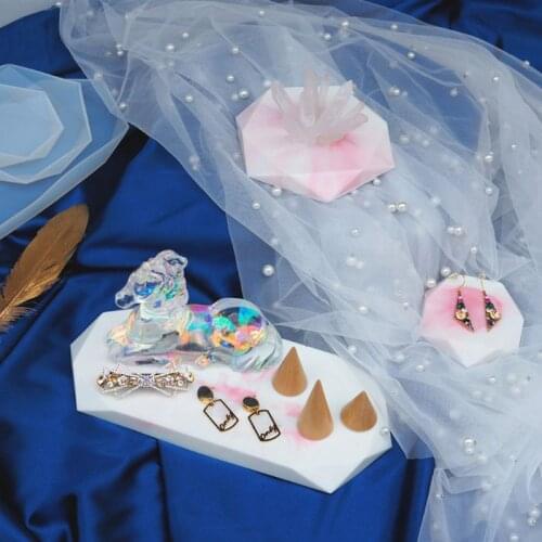 DIY Crystal Epoxy Faceted Rectangle Octagonal Coaster Oversized Resin Mold Jewelry Showcase Flexible Silicone Molds