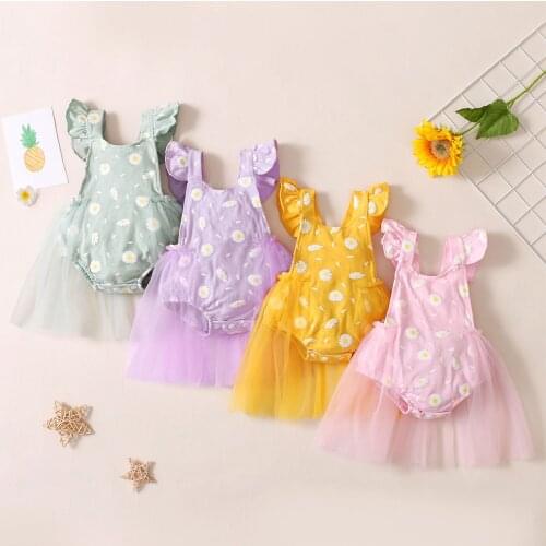 Toddler Baby Girl Short Sleeve Dress with Mesh Children Infant Stitching Floral Princess Summer Clothing Backless Bandage Dress